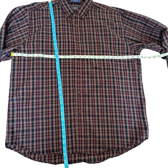 Pendleton Virgin Wool Plaid Button Shirt Burgundy Navy XL Old Money Western - Picture 7 of 7